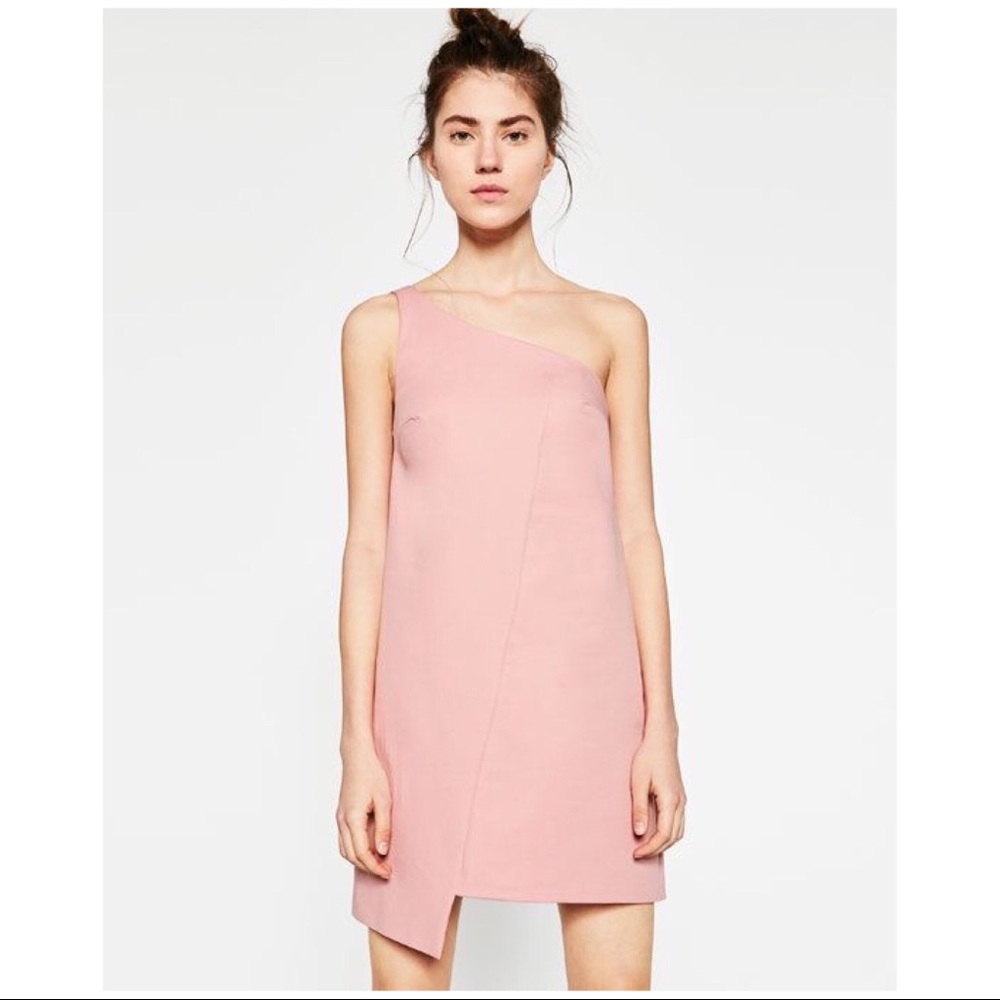 NWT ZARA ONE SHOULDER ASYMMETRIC DRESS SZ L